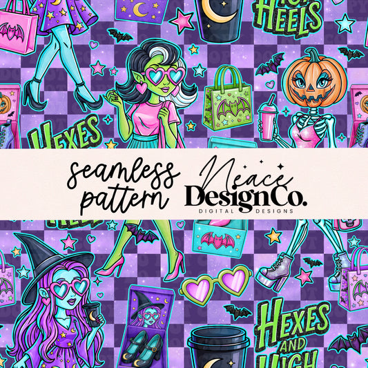 Hexes and High Heels Seamless Digital PNG