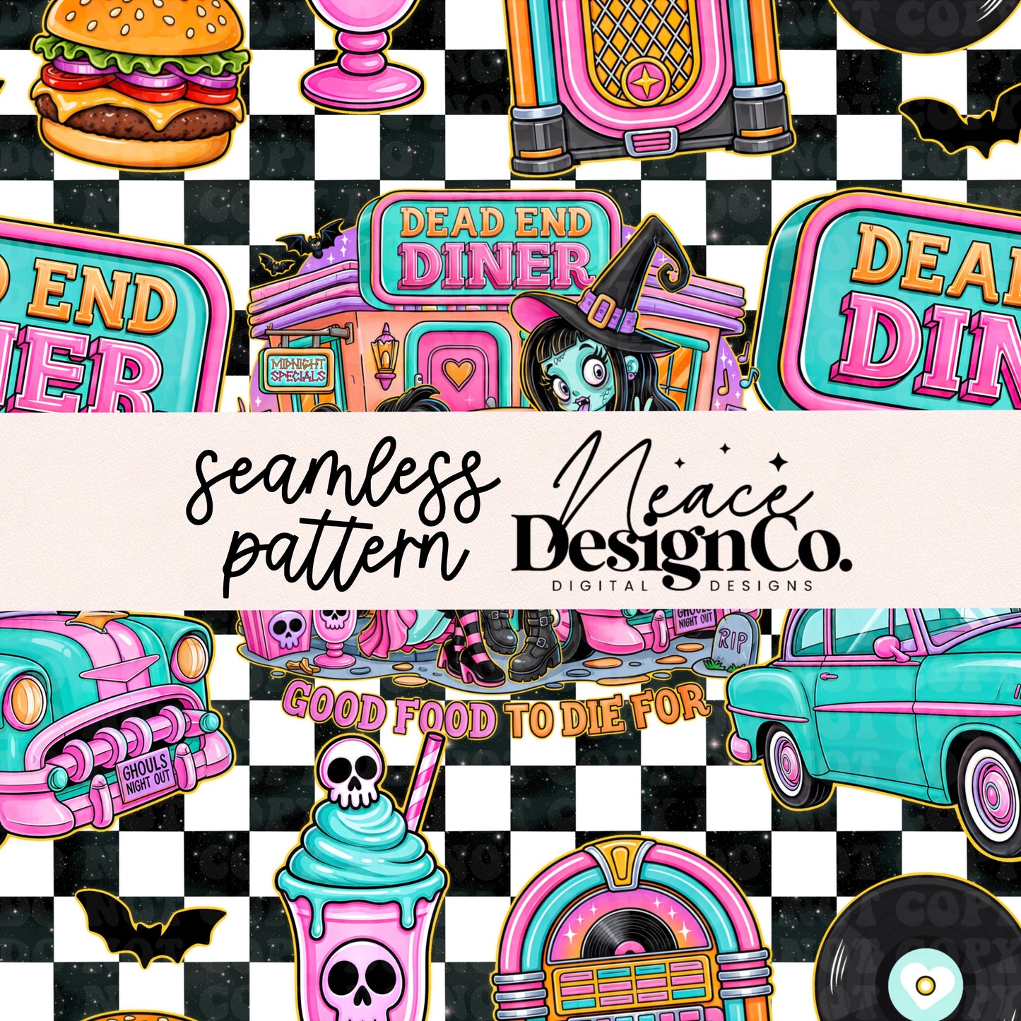 Dead End Diner Seamless Digital PNG