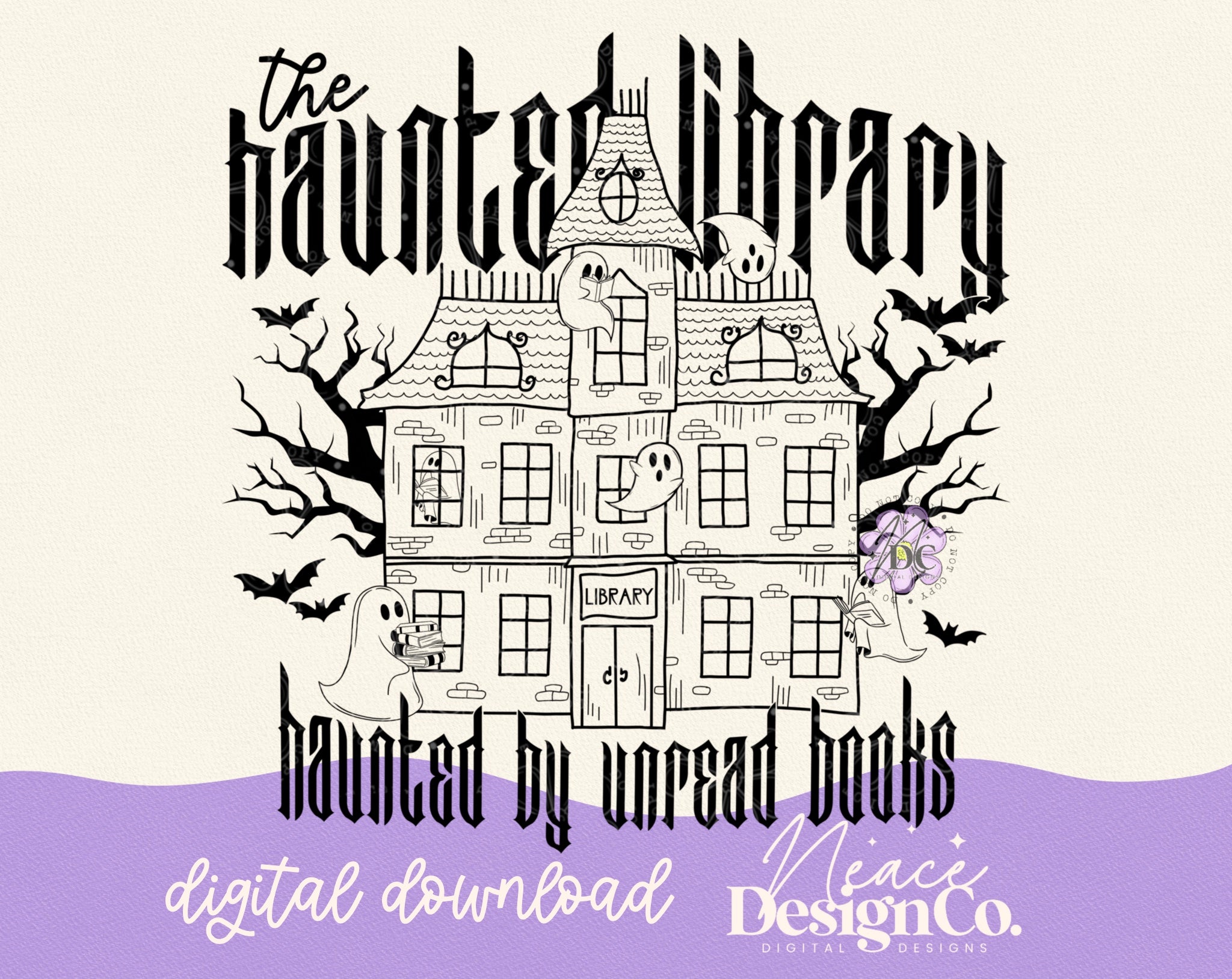 Haunted Writing Background Design The Haunted Library Haunted by Unread Books Single Color Black and Whi ...