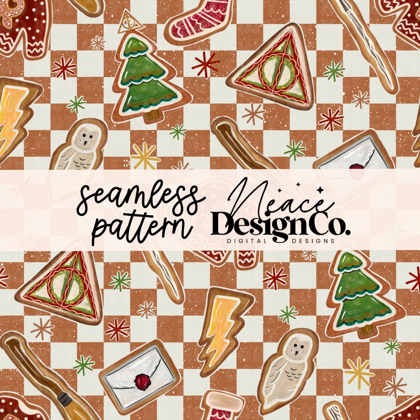 HP Gingerbread Seamless Digital PNG