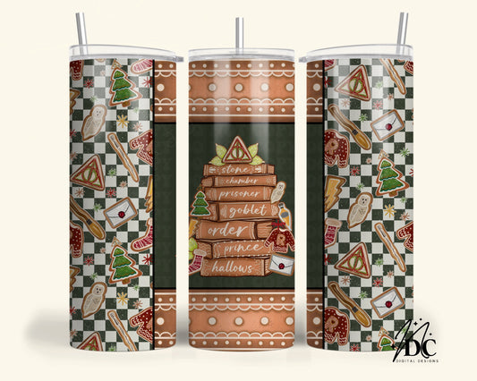 HP Gingerbread Book Stack Tumbler Digital PNG