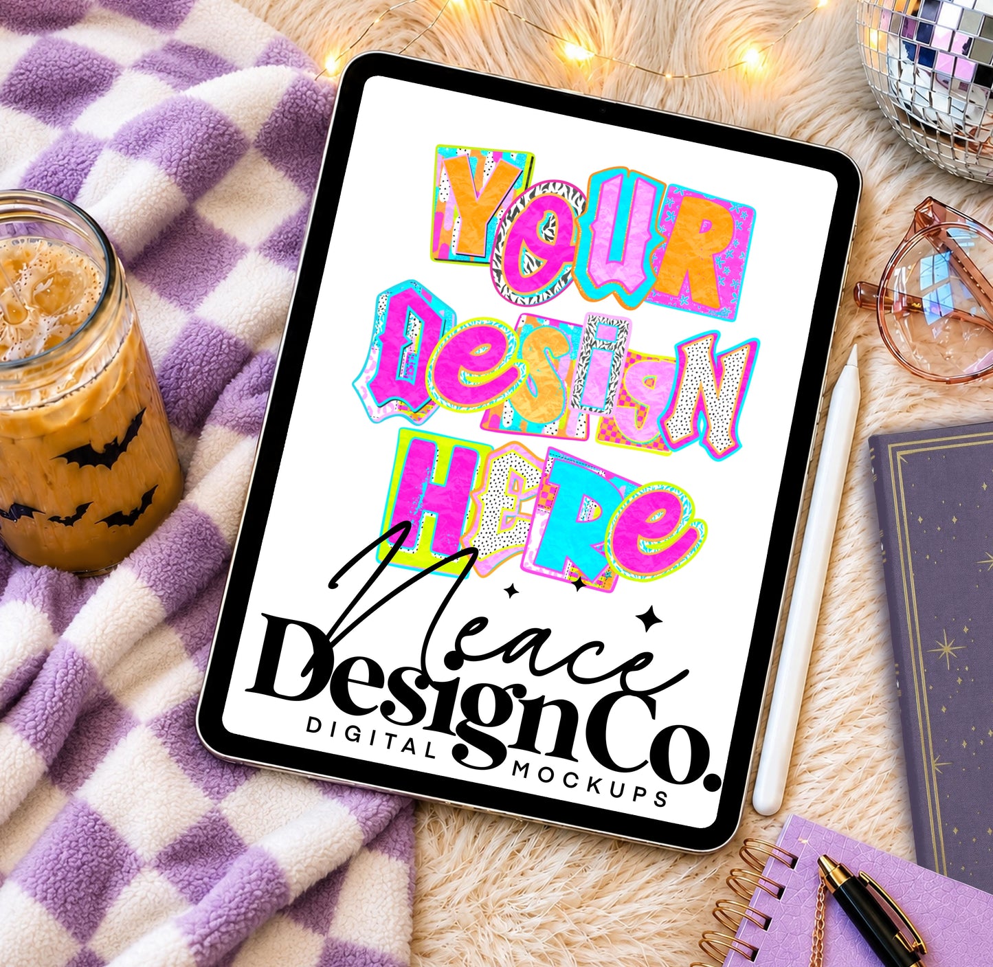 iPad Digital Mockup Purple Checkered Digital Download