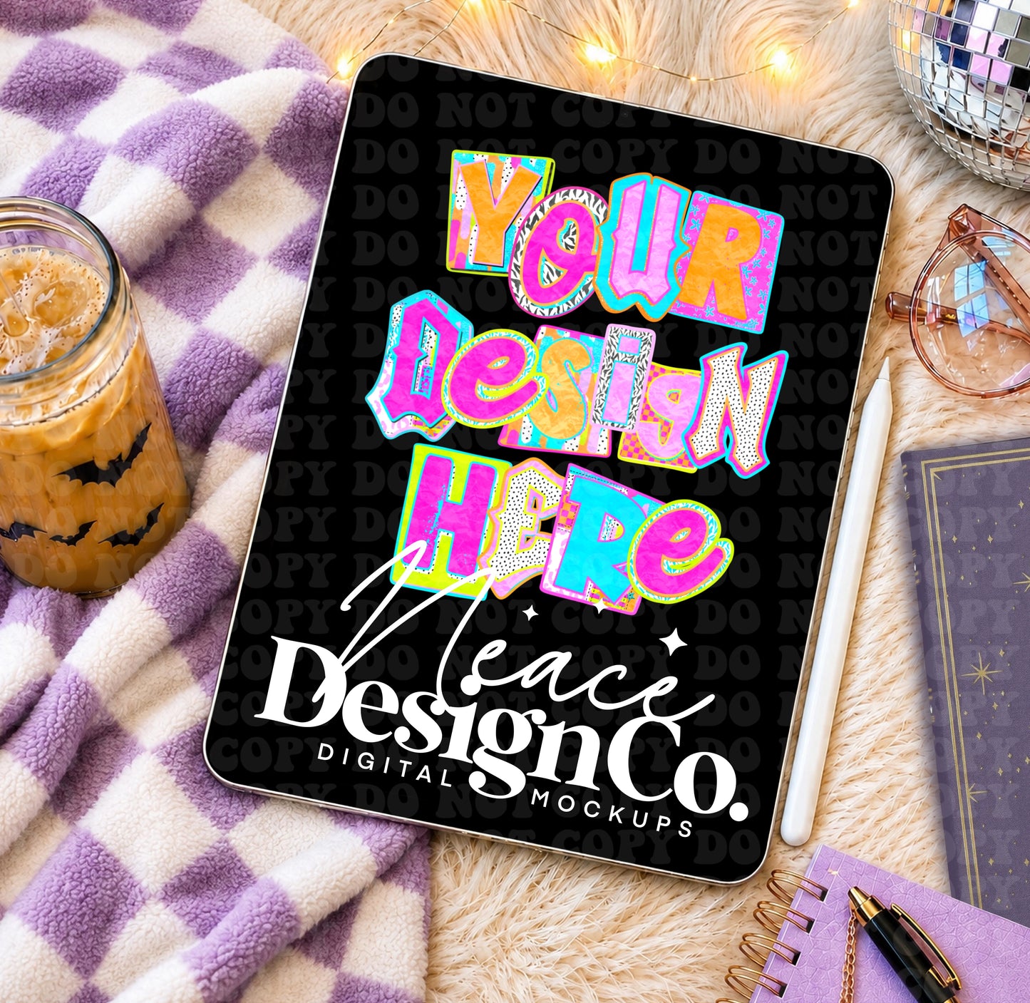 iPad Digital Mockup Purple Checkered Digital Download
