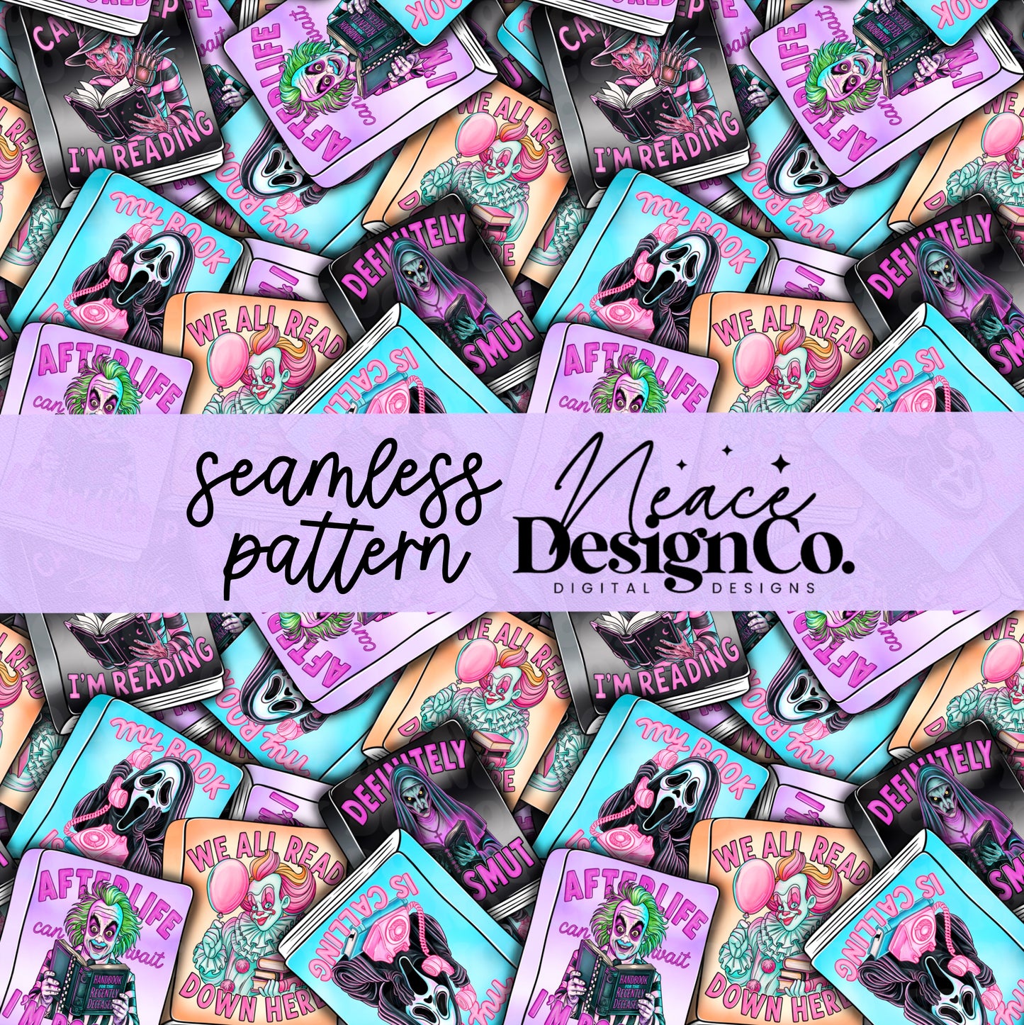 Horror Books Seamless Digital PNG
