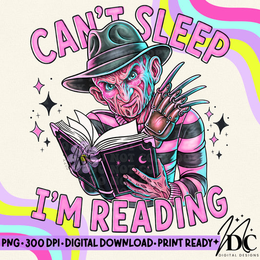 Can't Sleep I'm Reading Digital PNG