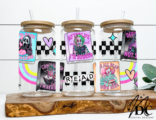 Horror Books Glass Can Wrap Digital PNG