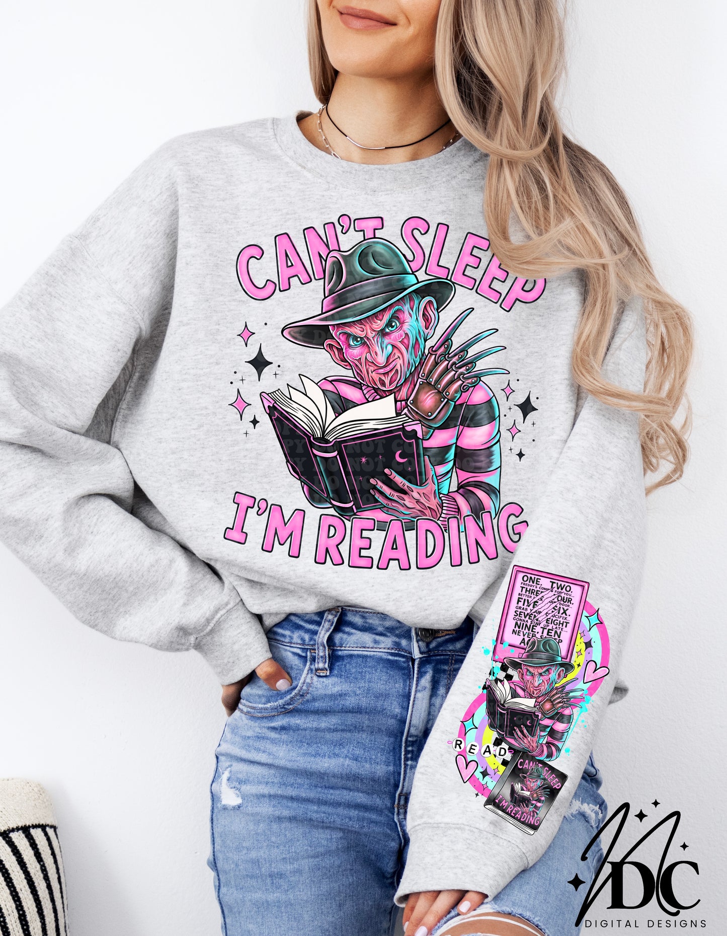 Can't Sleep I'm Reading w/Sleeve Design Digital PNG