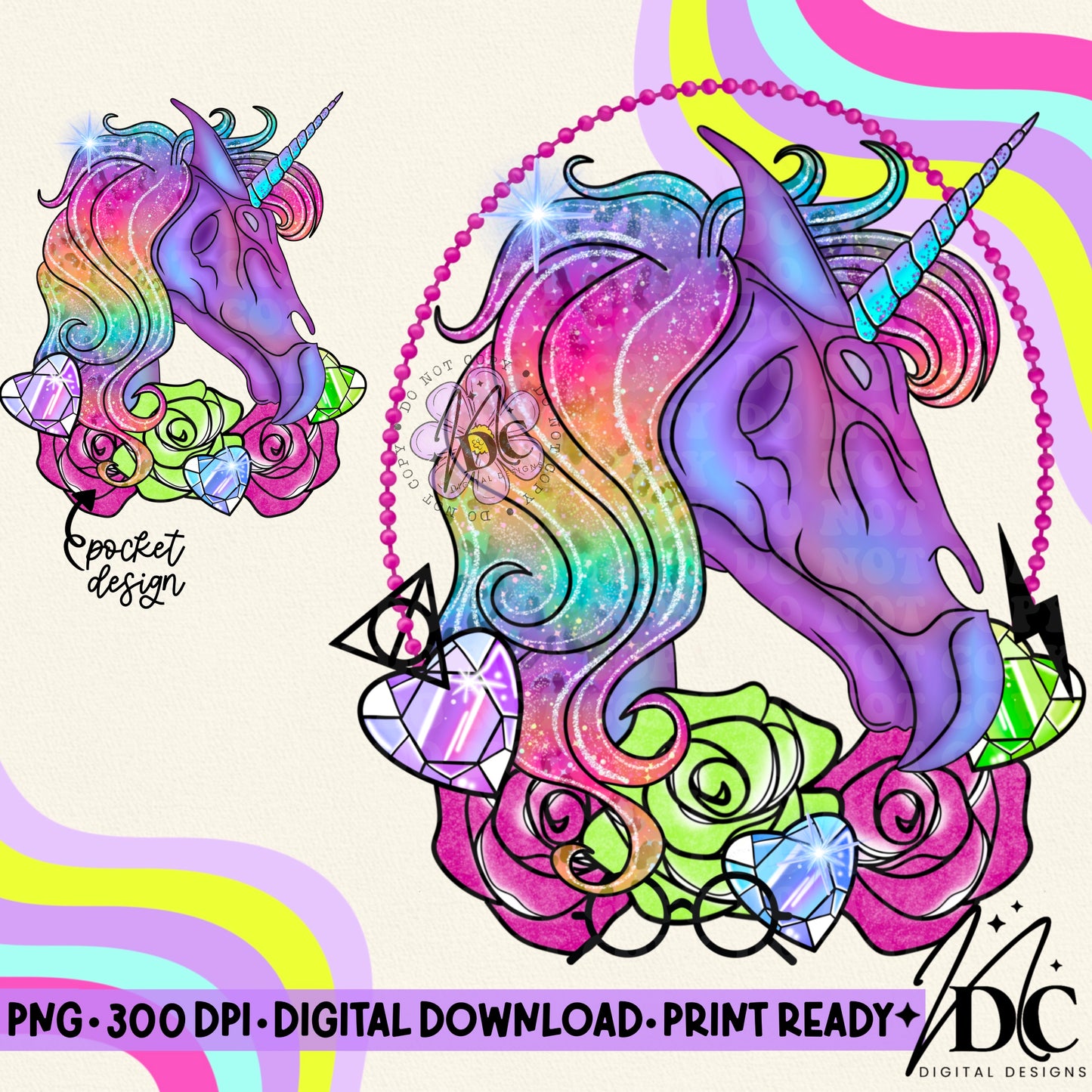 Thestral Unicorn w/Pocket Design Digital PNG
