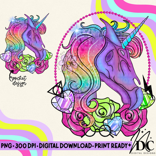 Thestral Unicorn w/Pocket Design Digital PNG