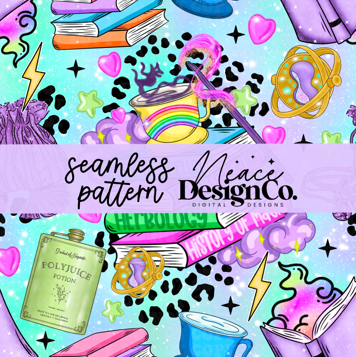 Magical Bookstack Seamless Digital PNG