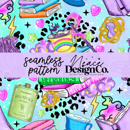 Magical Bookstack Seamless Digital PNG