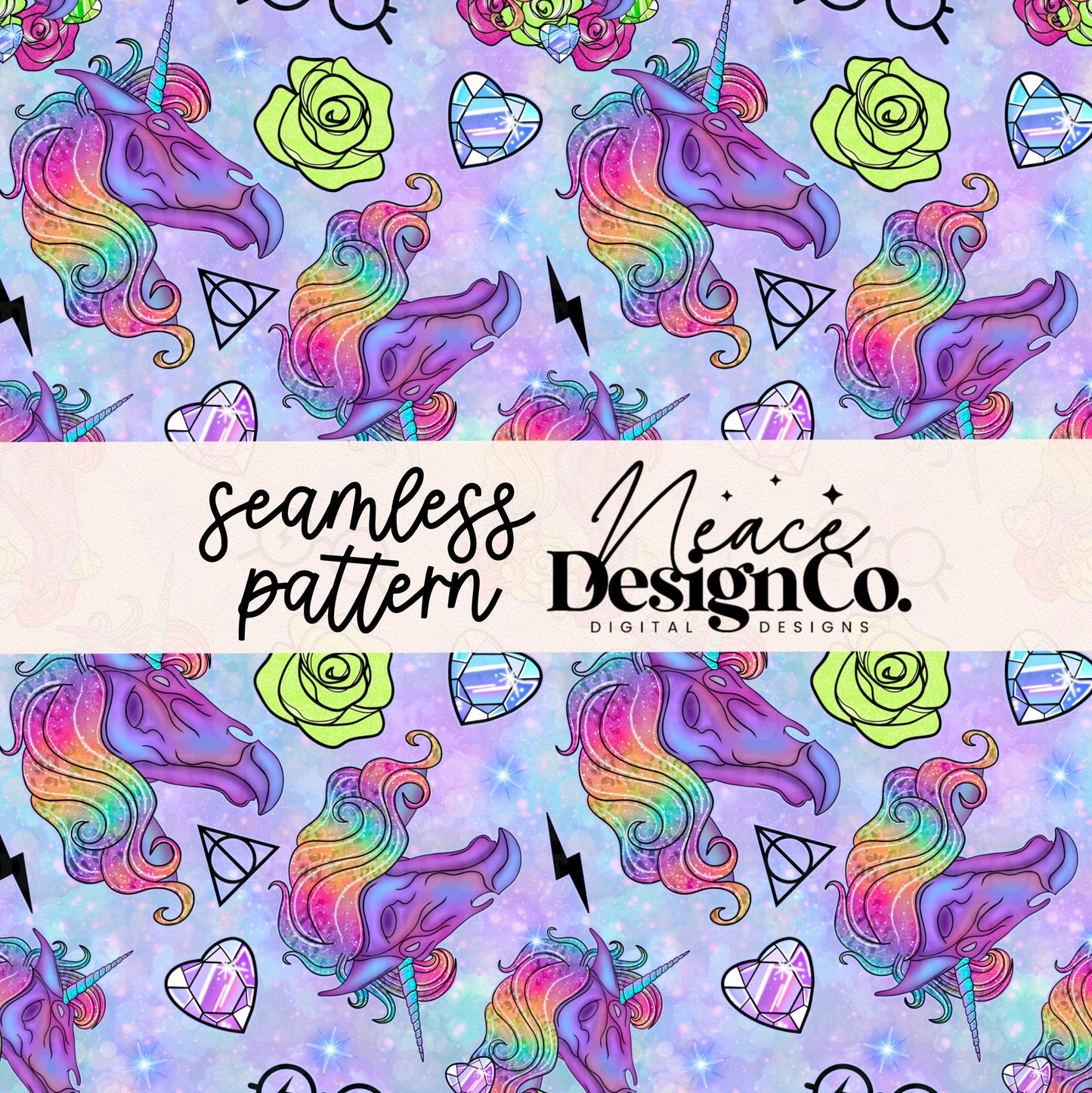 Thestral Unicorn Seamless Digital PNG