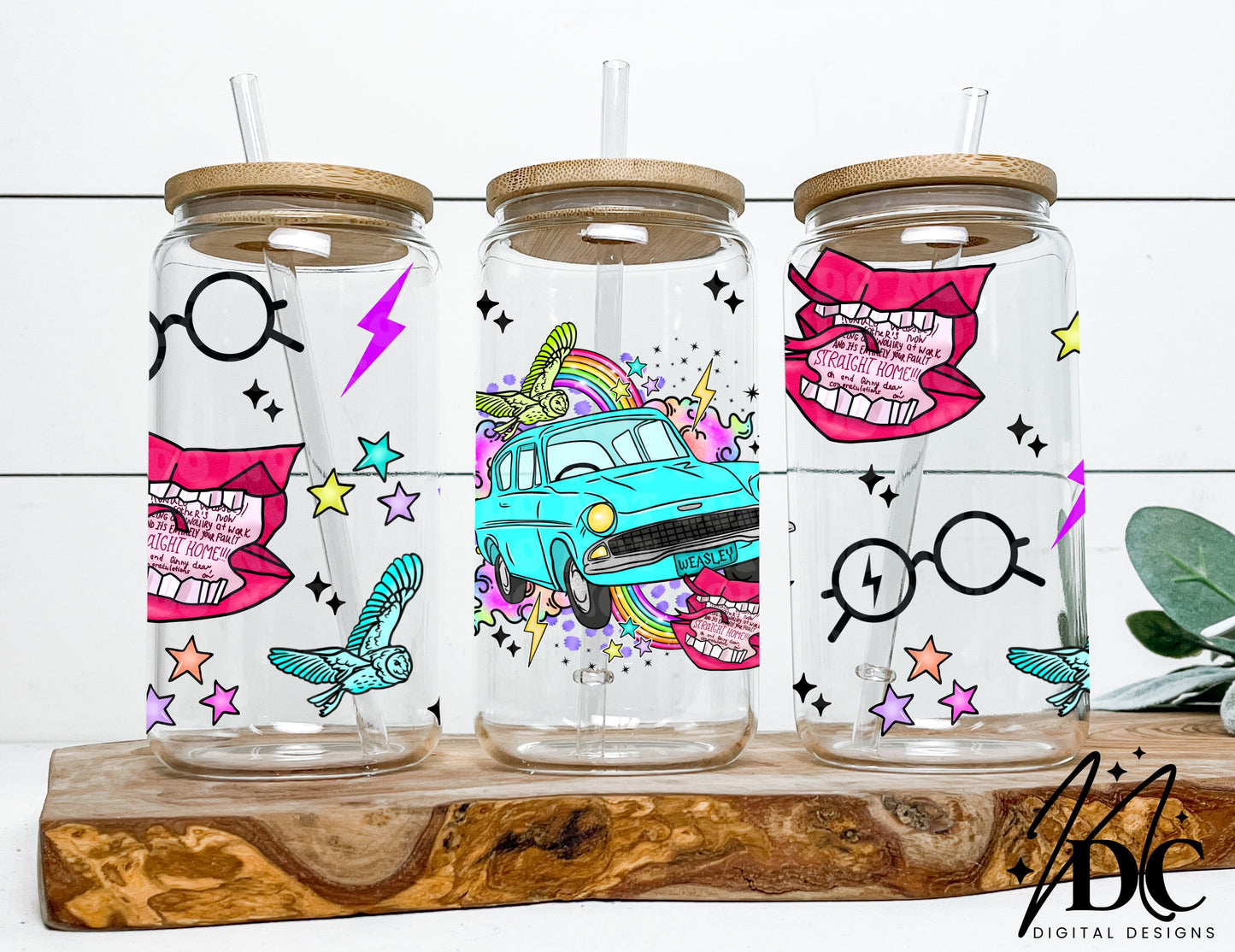 Magical Flying Car Glass Can Wrap Digital PNG