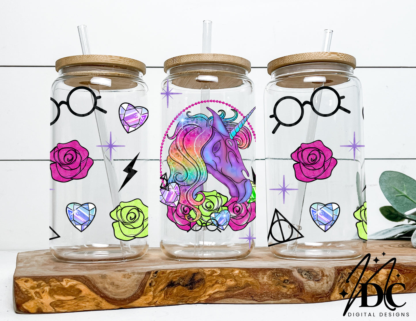 Thestral Unicorn Glass Can Wrap Digital PNG