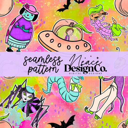 James and Giant Peach Seamless Digital PNG