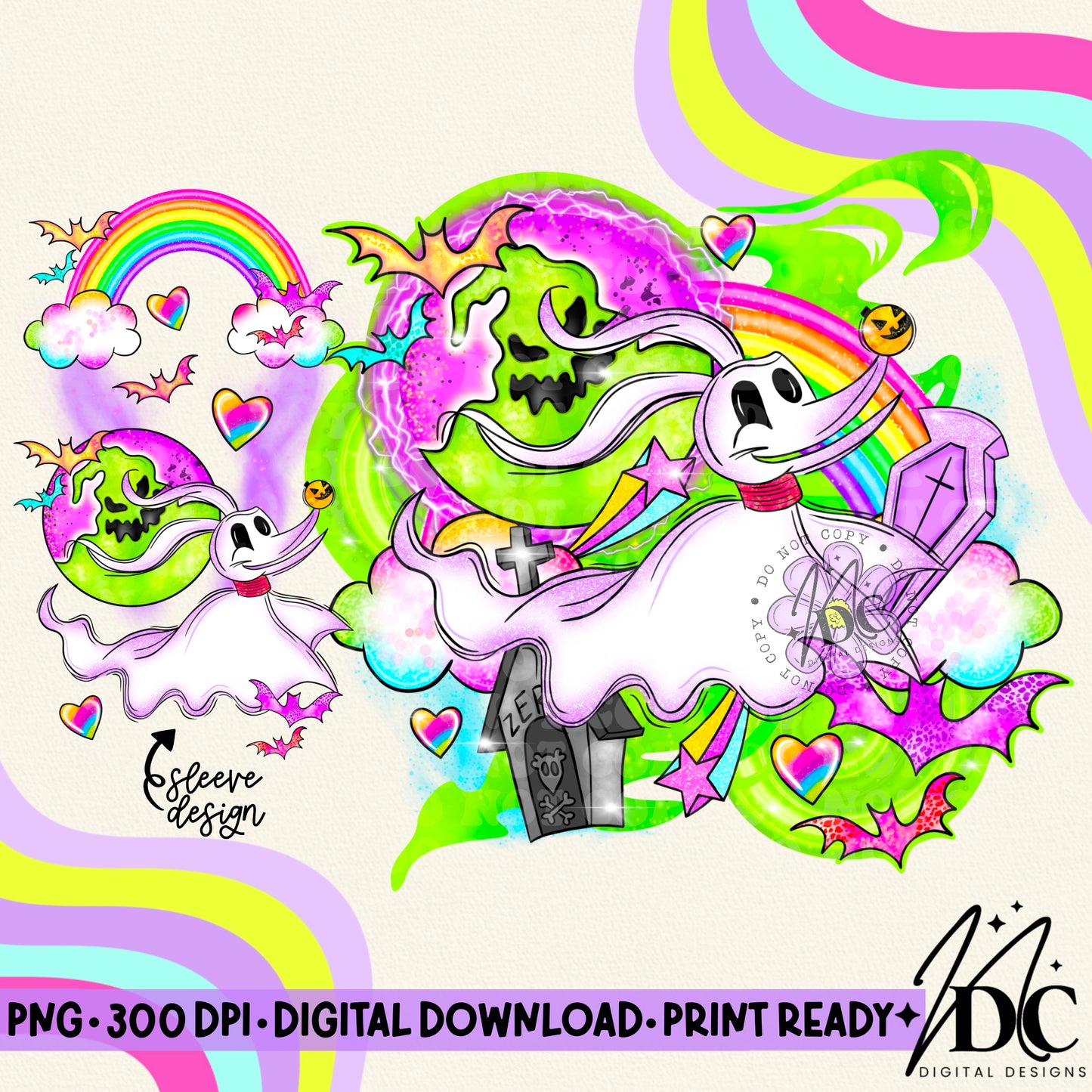 Zero and Oogie w/Sleeve Design Digital PNG
