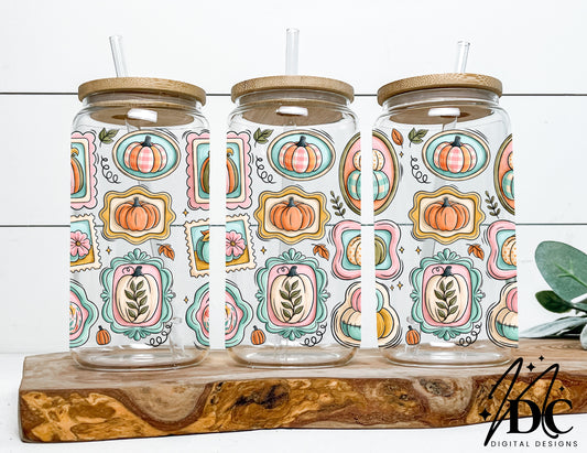 Fall Doodle Frame Glass Can Wrap Digital PNG