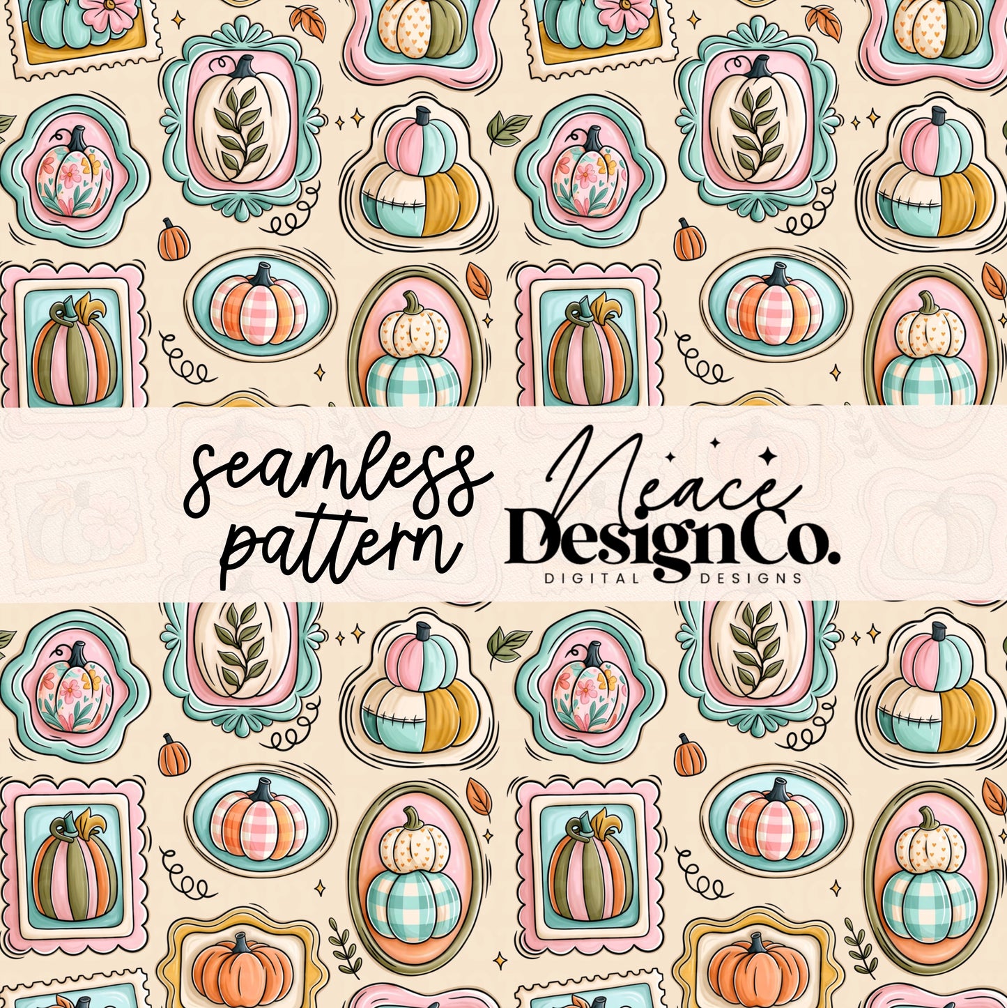 Fall Doodle Frame Seamless Digital PNG