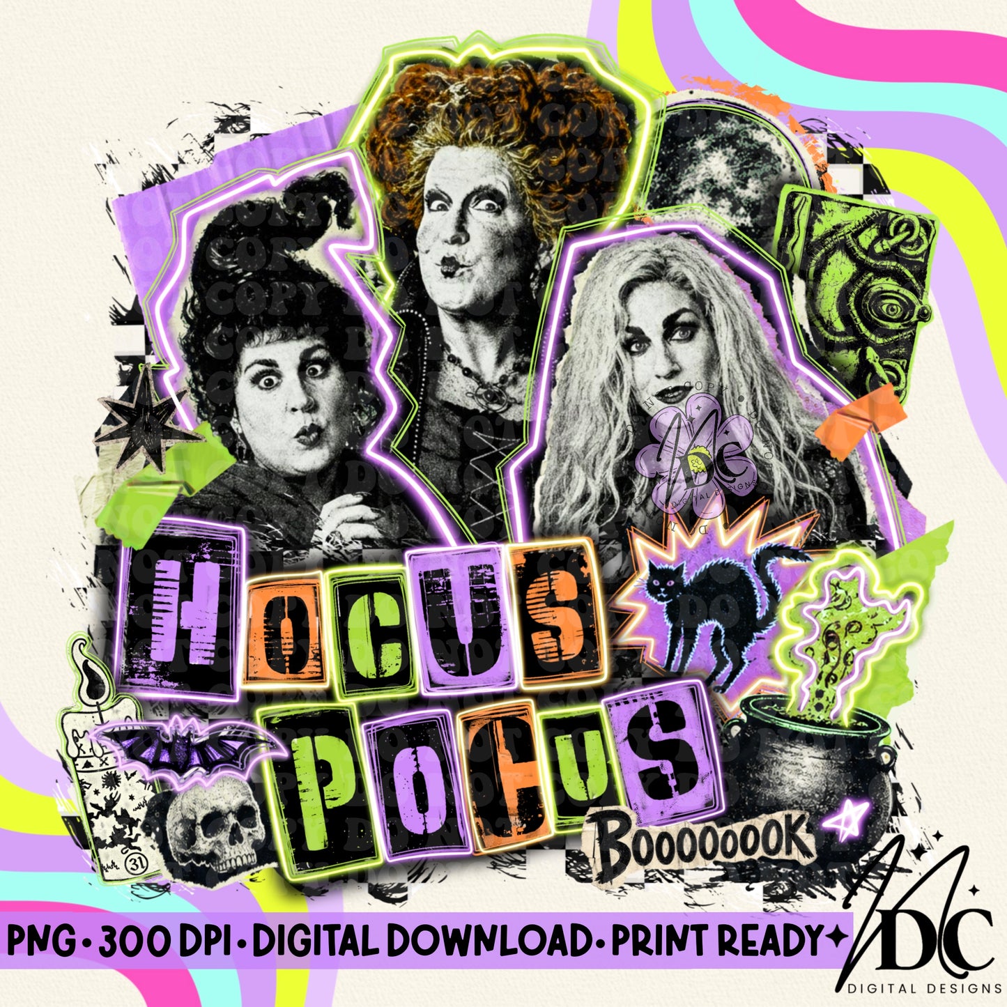 Hocus P Grunge Collage Digital PNG