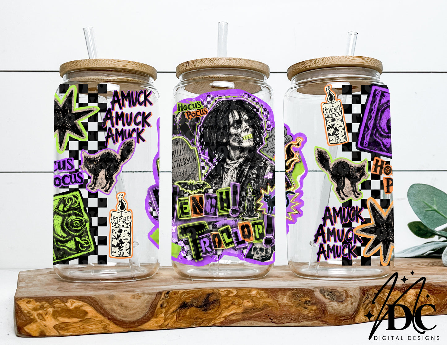 Billy B Grunge Collage Glass Can Wrap Digital PNG