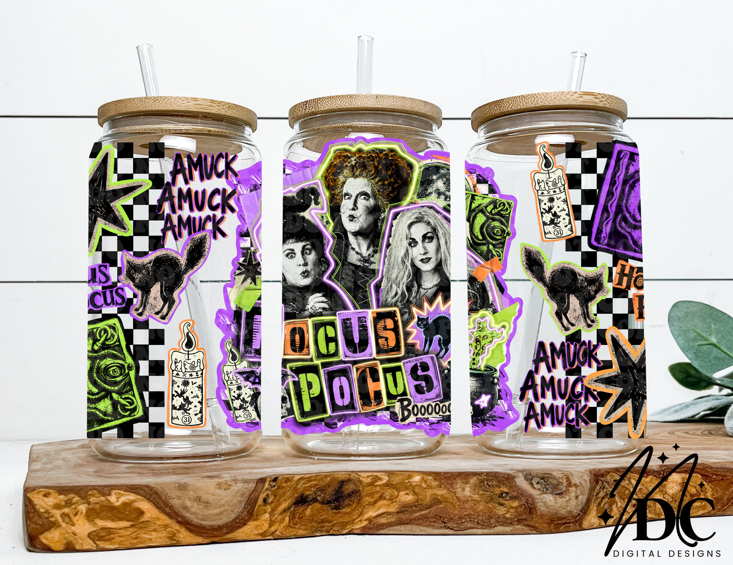 Hocus P Grunge Collage Glass Can Wrap Digital PNG