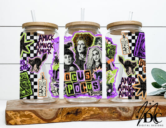 Hocus P Grunge Collage Glass Can Wrap Digital PNG