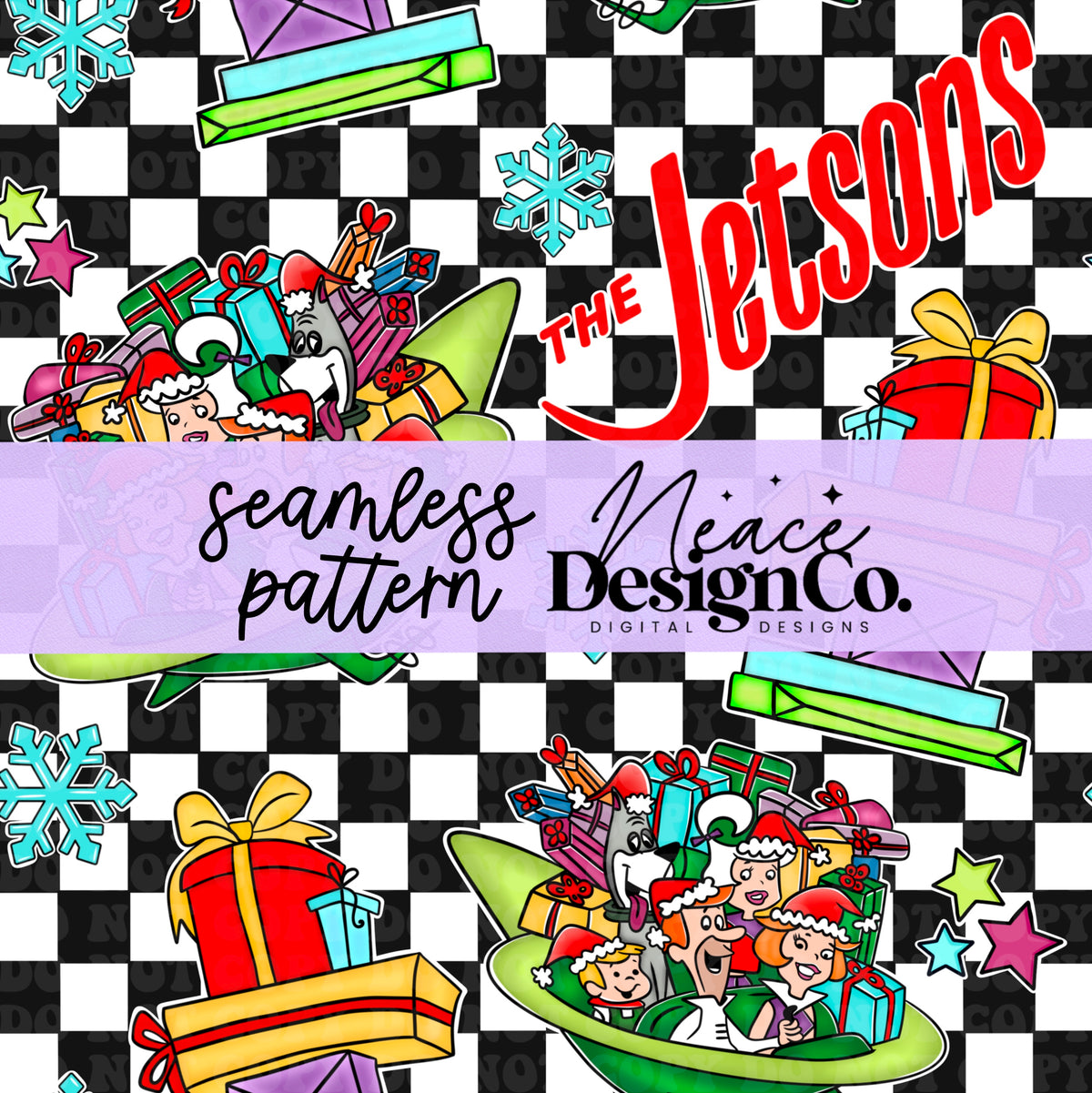 Jetsons Pattern The Jetsons Save Christmas Seamless Pattern Digital PNG – Neace Design ...