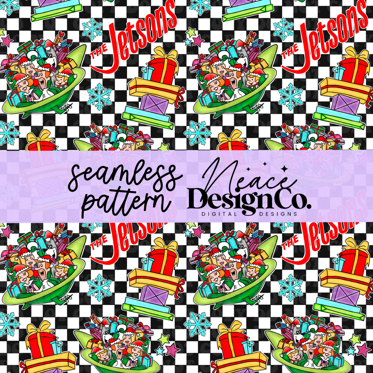 Jetsons Pattern The Jetsons Save Christmas Seamless Pattern Digital PNG – Neace Design ...