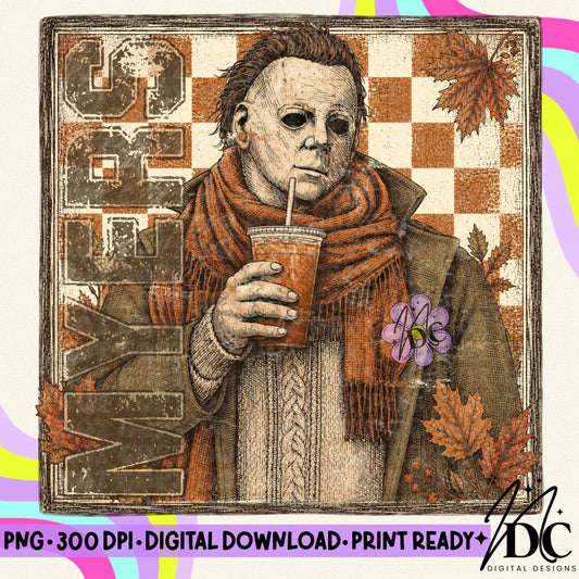Vintage Fall M Myers Digital PNG
