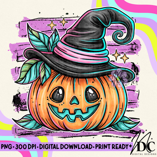 Striped Halloween Jack o Lantern Digital PNG