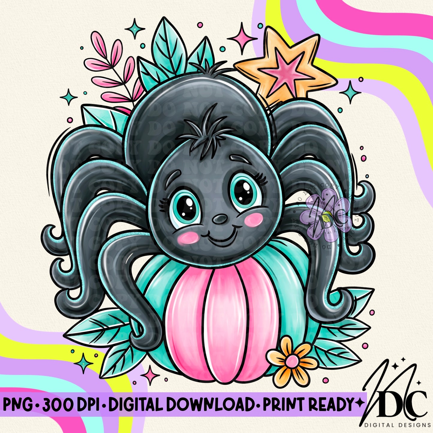 Cute Spider Pumpkin Digital PNG