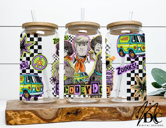Scooby Doo Grunge Collage Glass Can Wrap Digital PNG
