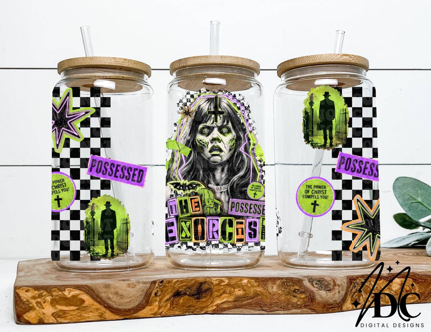 Exorcist Grunge Collage Glass Can Wrap Digital PNG