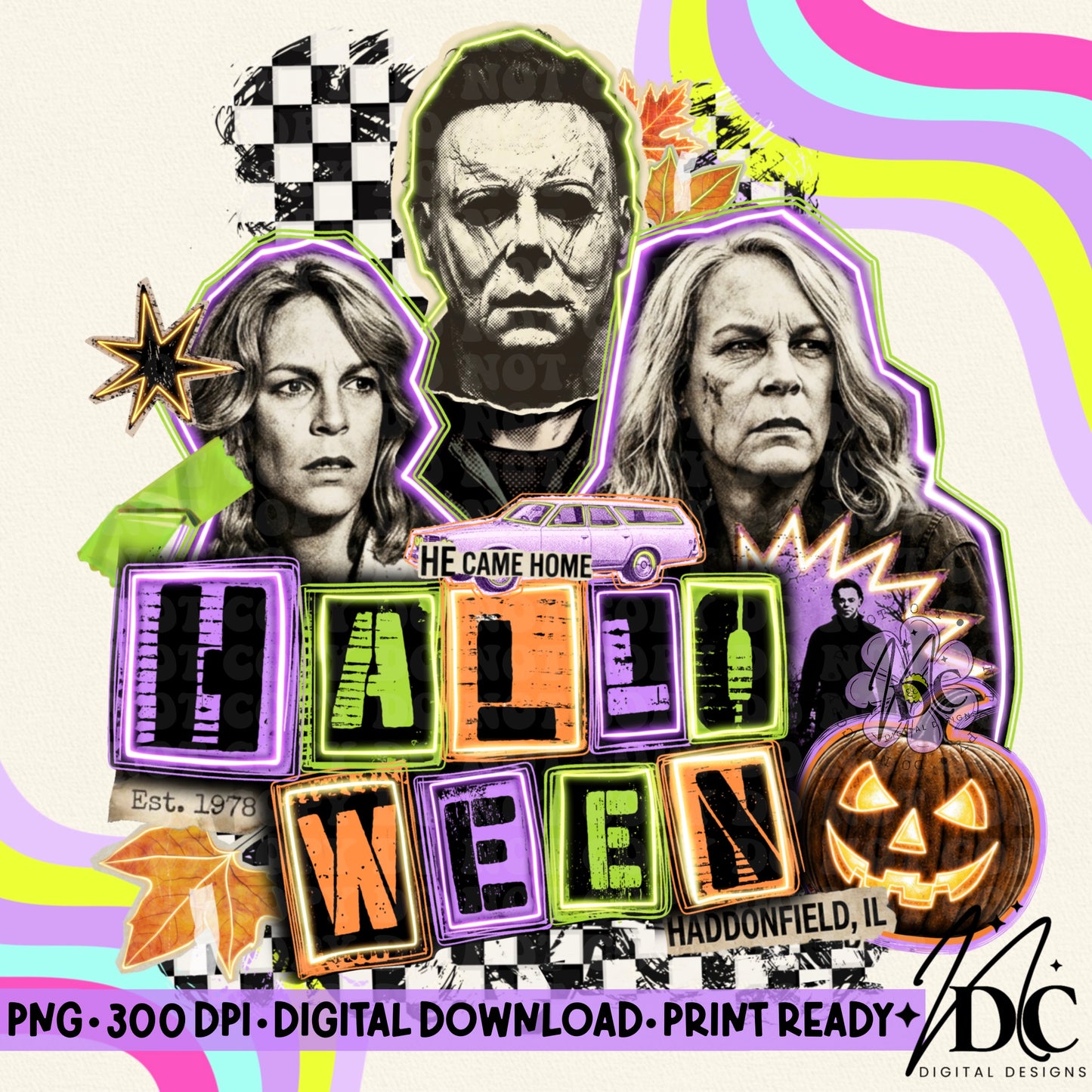 Halloween Grunge Collage Digital PNG