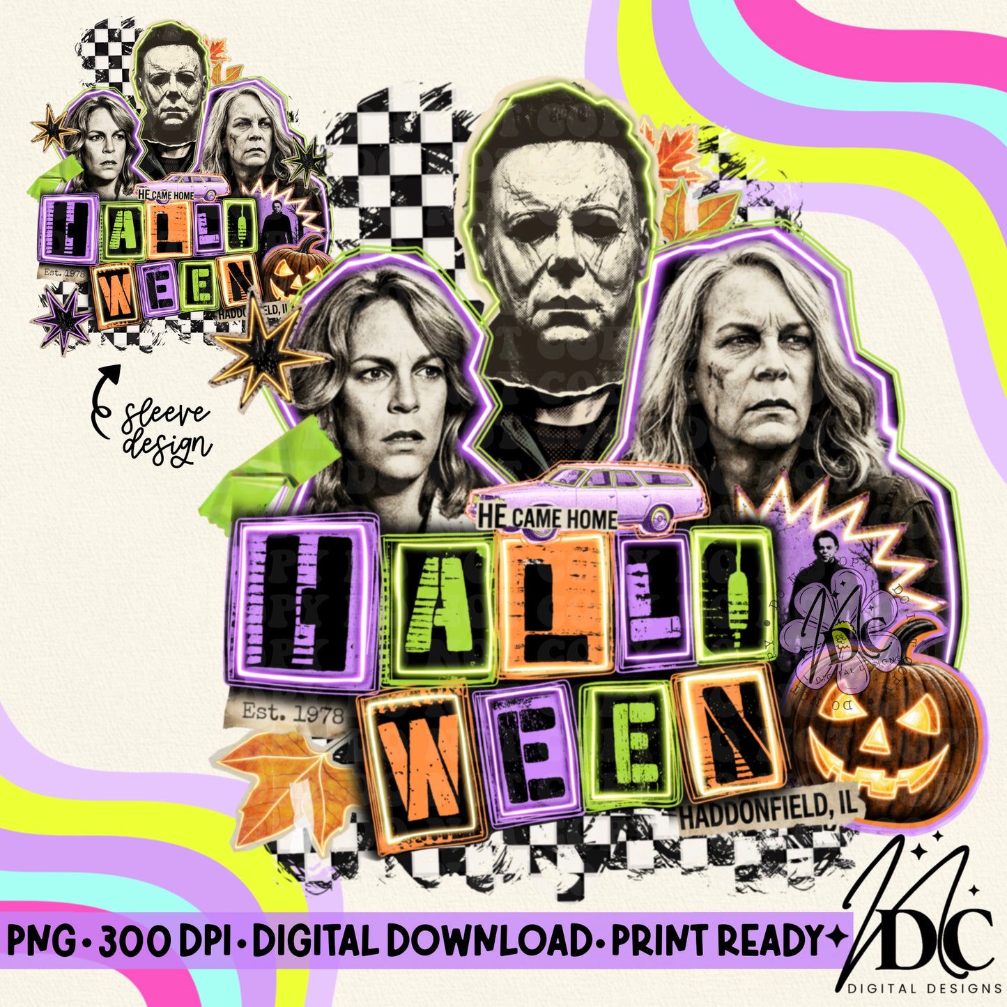 Halloween Grunge Collage w/Sleeve Digital PNG