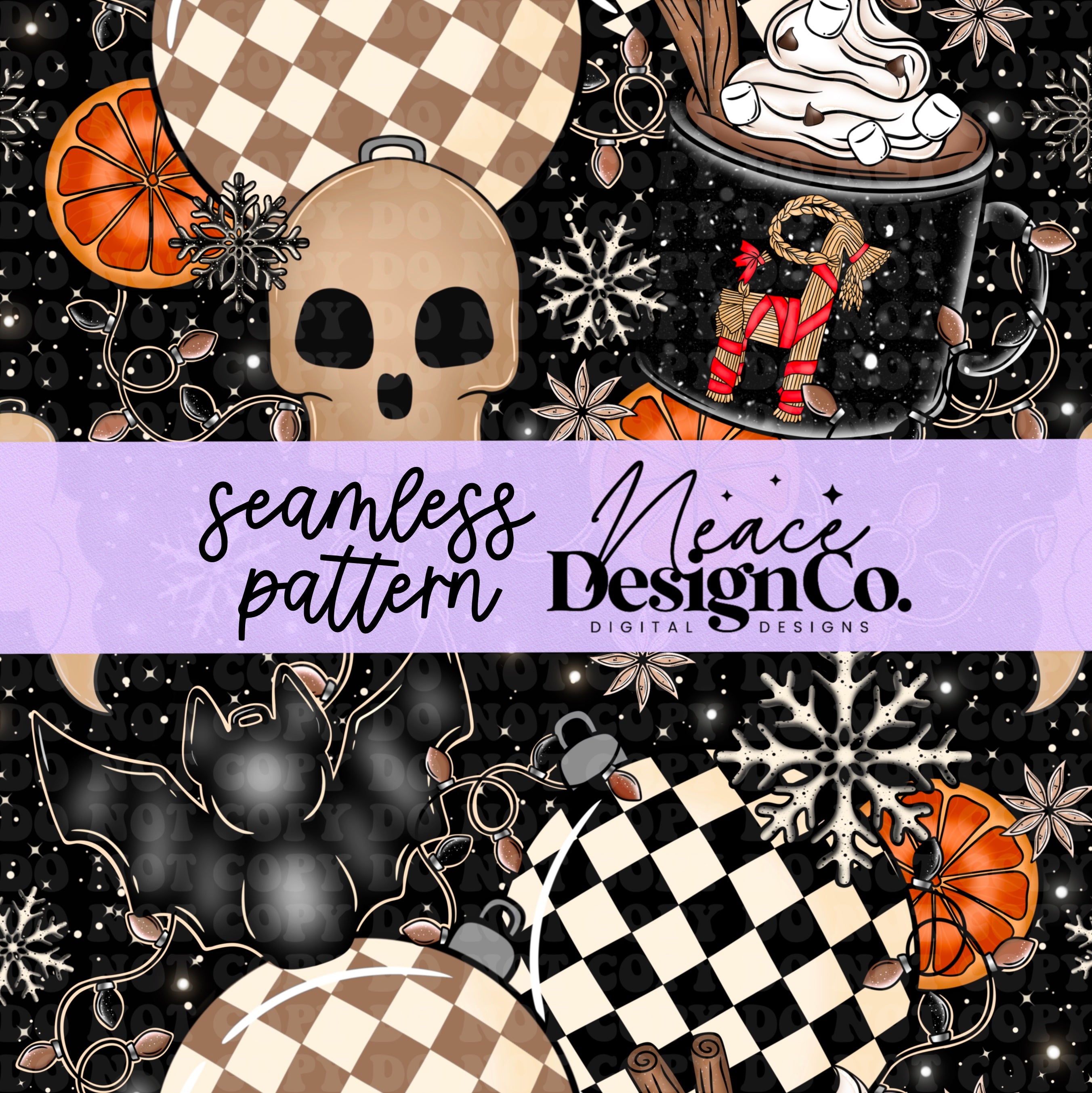 Yuletide Holiday Collage Seamless Pattern Digital PNG – Neace Design Co ...