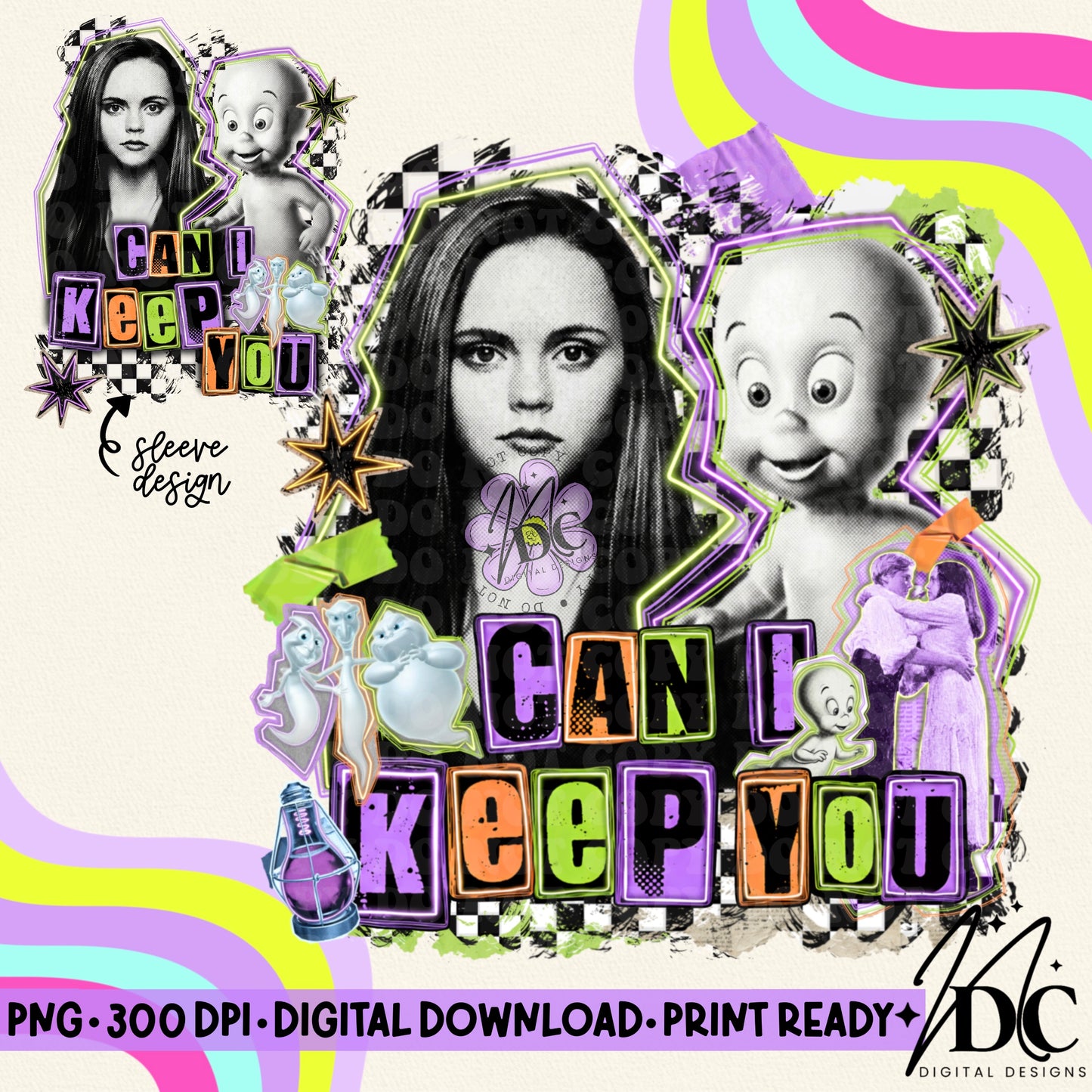Casper Grunge Collage w/Sleeve Digital PNG