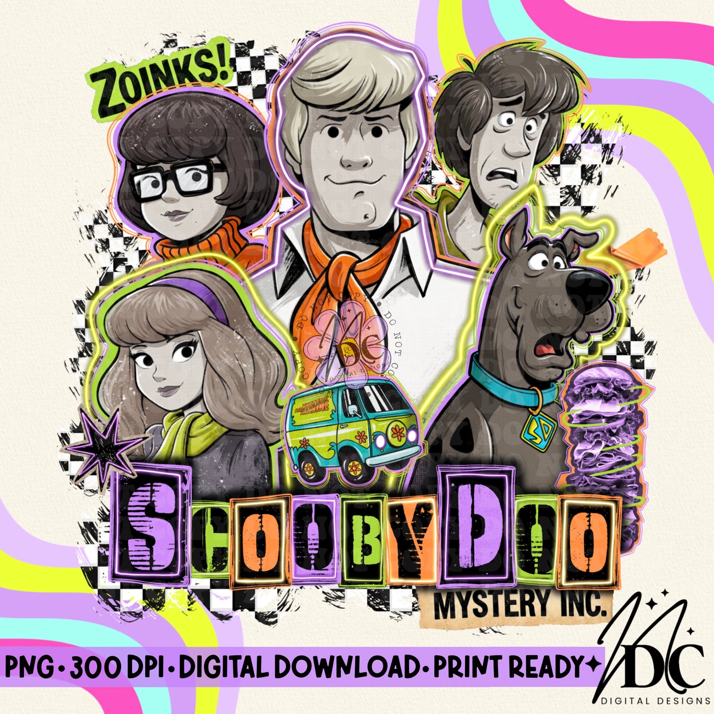 Scooby Doo Grunge Collage Digital PNG