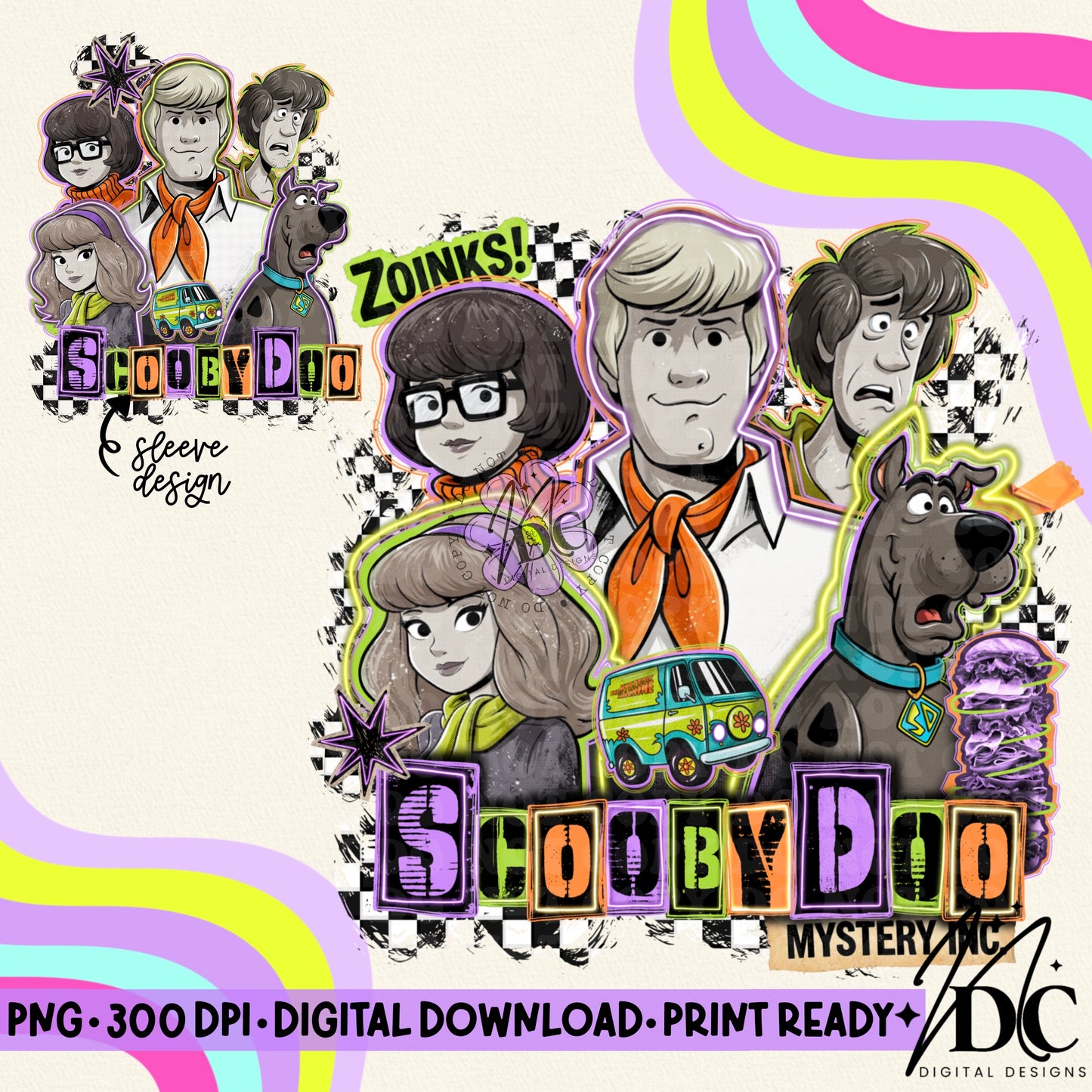 Scooby Doo Grunge Collage w/Sleeve Digital PNG
