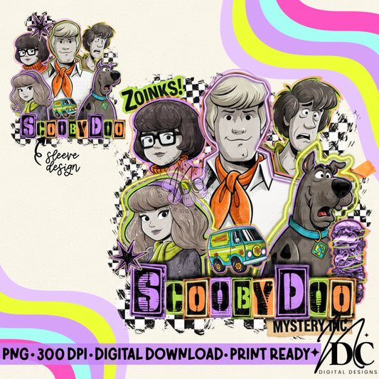 Scooby Doo Grunge Collage w/Sleeve Digital PNG