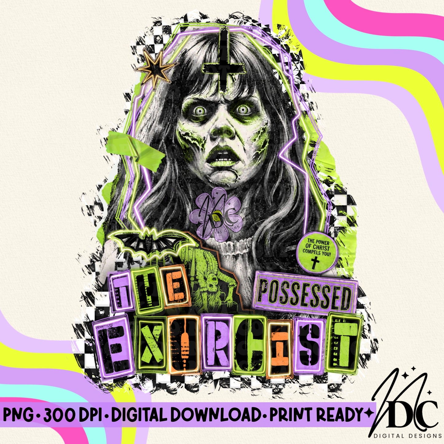 Exorcist Grunge Collage Digital PNG