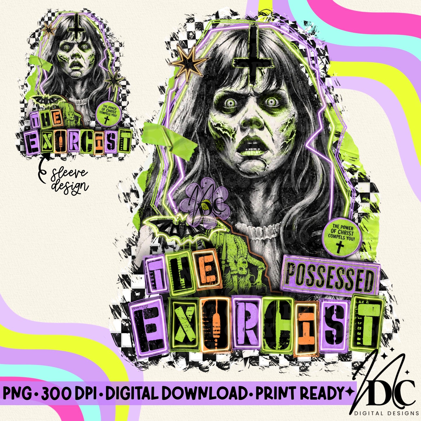 Exorcist Grunge Collage w/Sleeve Digital PNG