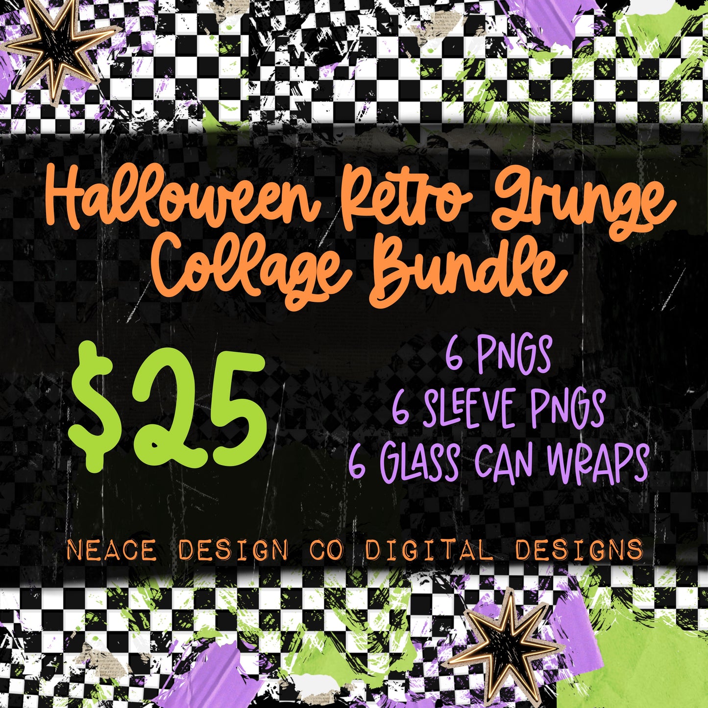 Halloween Retro Grunge Collage Bundle