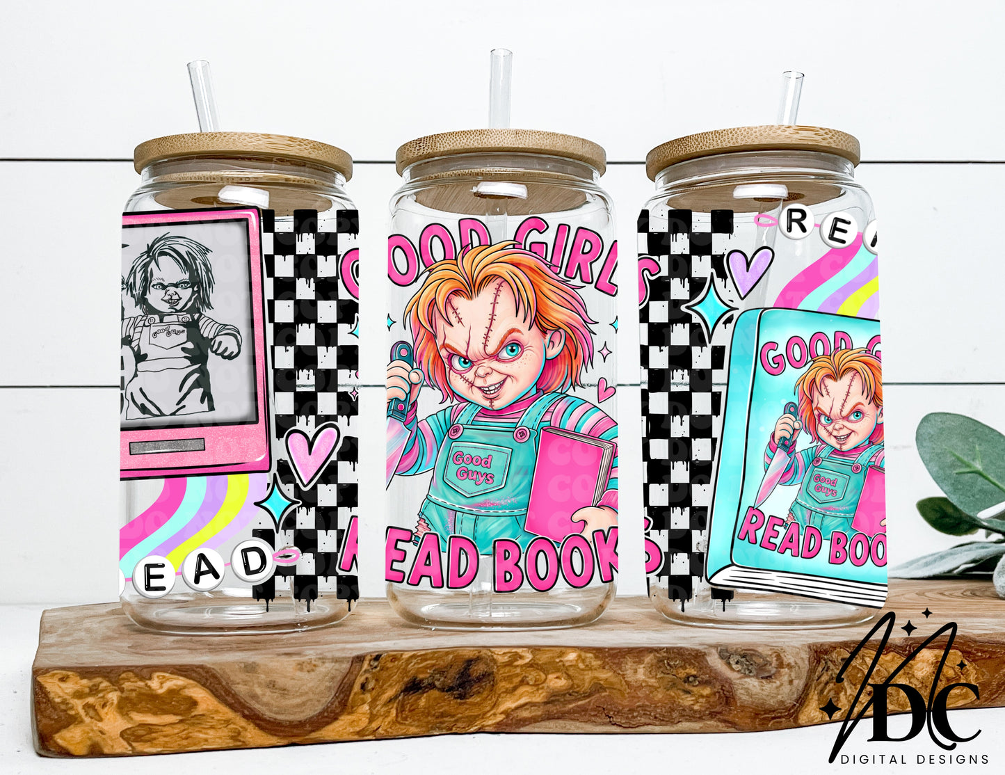 Good Girls Read Books Glass Can Wrap Digital PNG