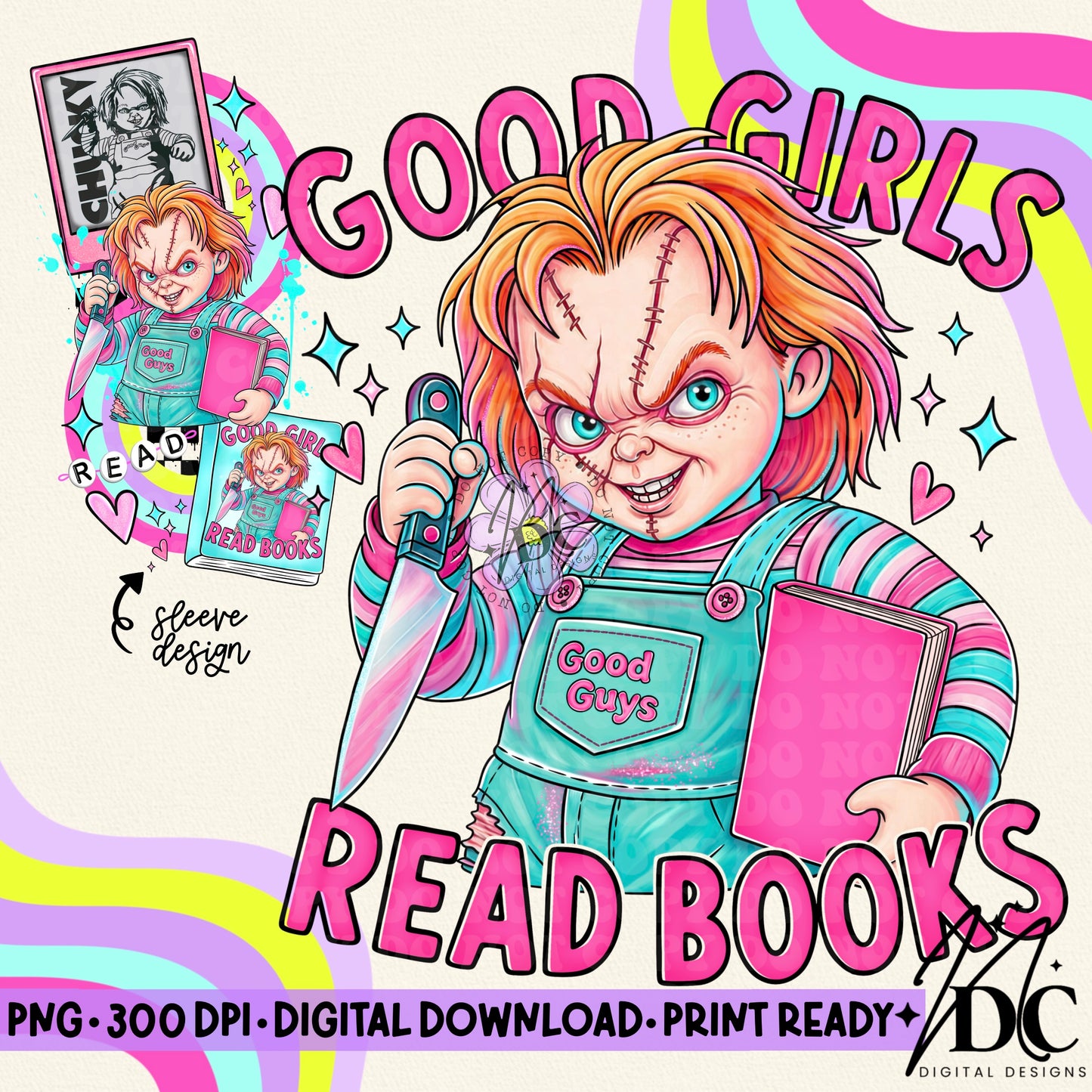 Good Girls Read Books w/Sleeve Digital PNG