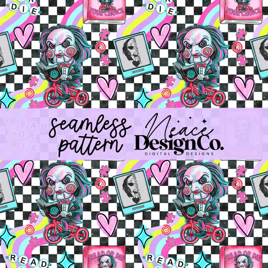 Jigsaw Bookish Seamless Digital PNG