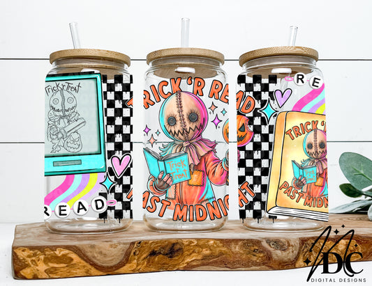 Trick 'R Read Glass Can Wrap Digital PNG