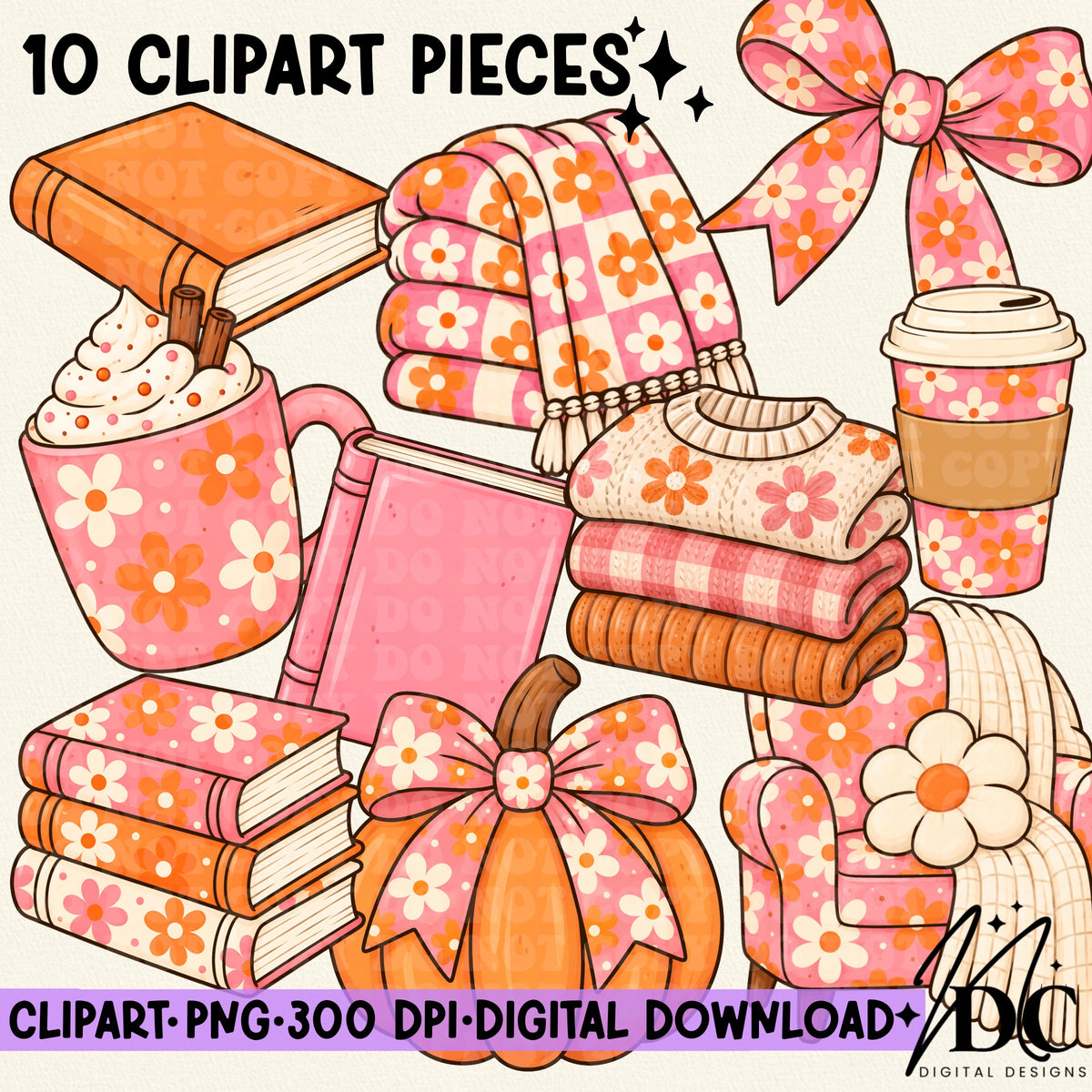 Fall Flower Cozy Digital Clip Art