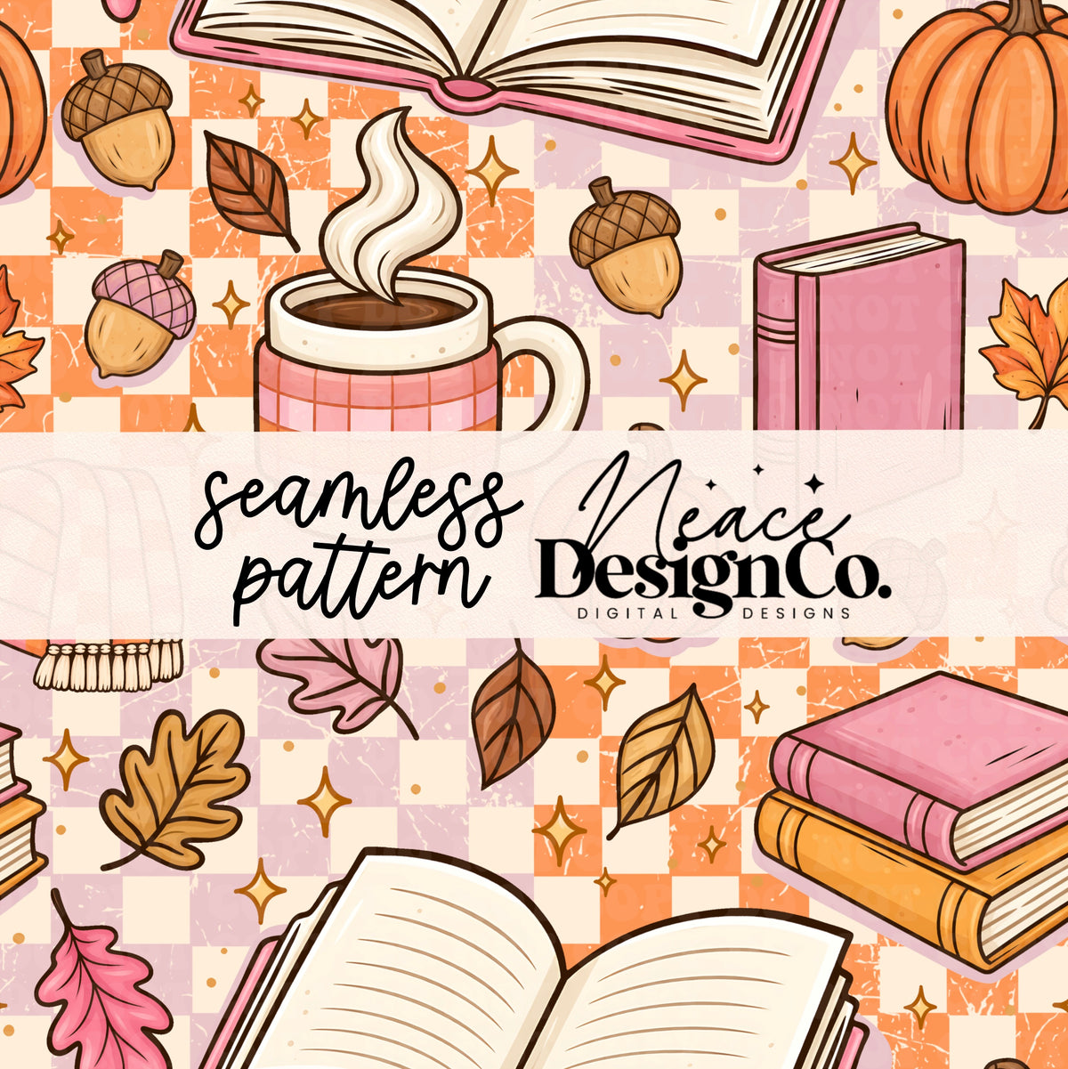 Booked for Fall Seamless Digital PNG