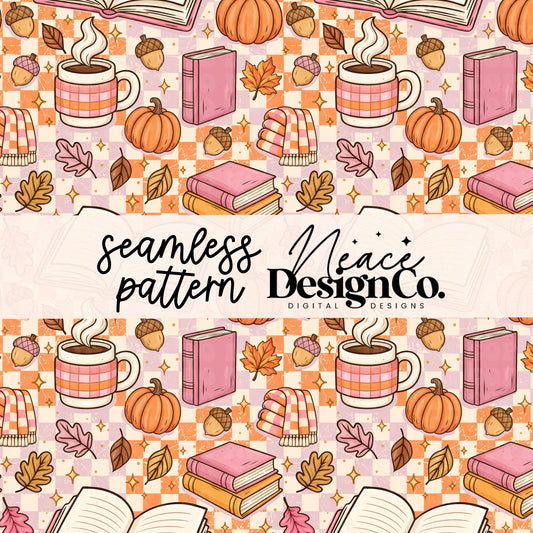 Booked for Fall Seamless Digital PNG